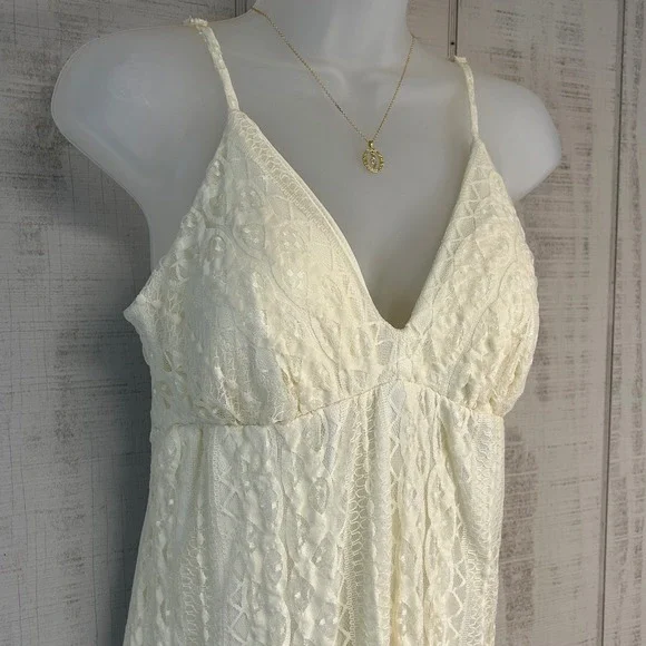 HeartSoul Women Lace Babydoll Maxi Dress Size L Tiered Ivory Summer Event NWT - Picture 4 of 8